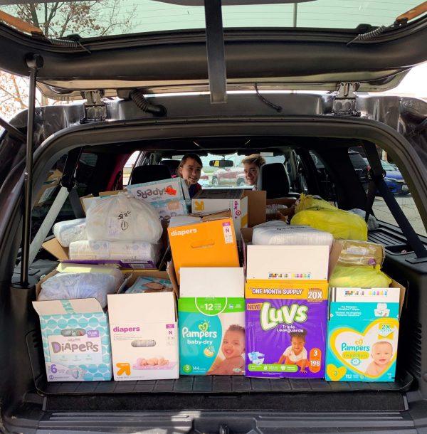 baby supplies packed for delivery